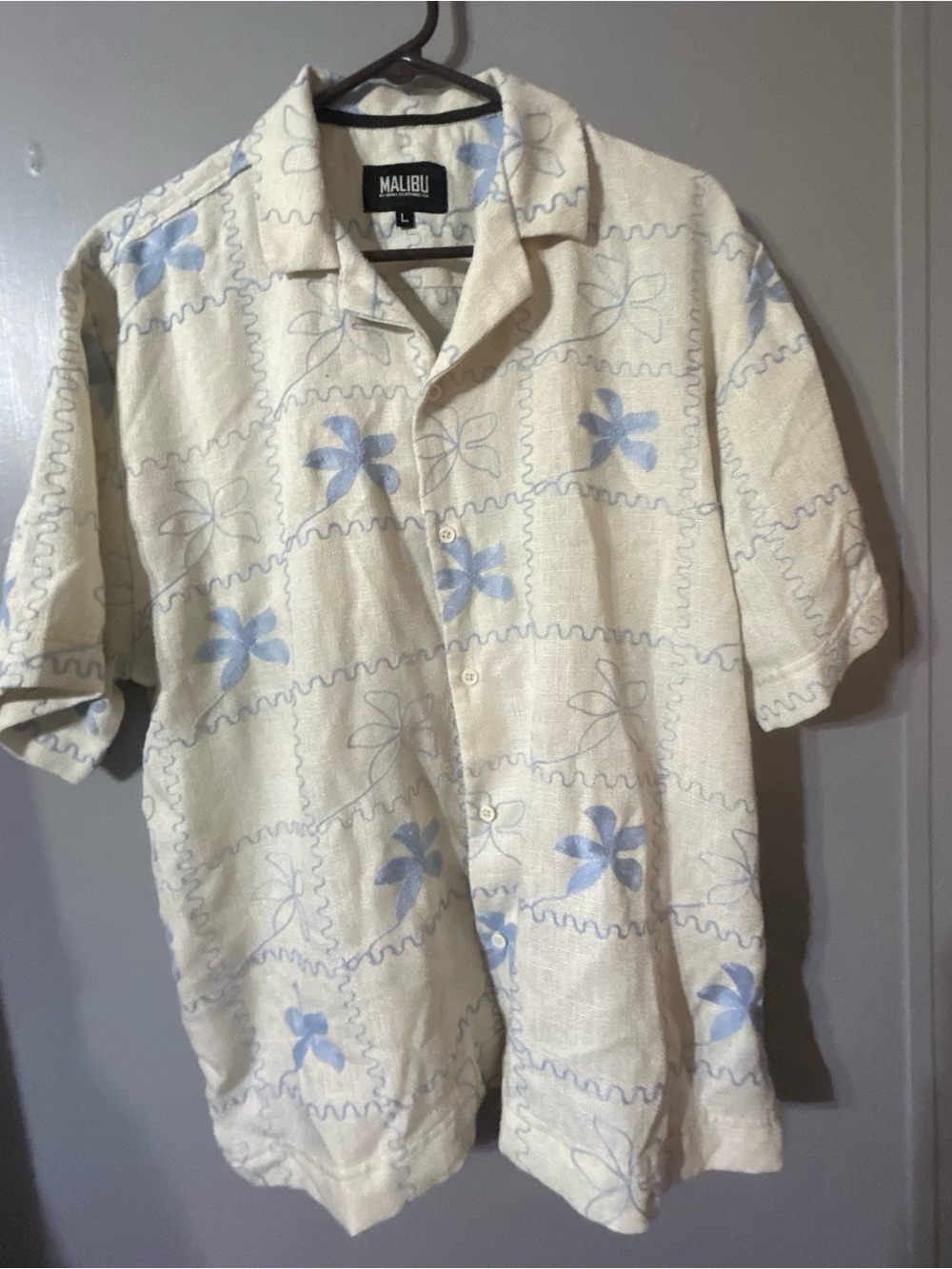 Malibu bu DriClothing Co  Short-Sleeve Shirt  with Light Blue Floral Print